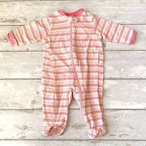 Baby Girl 3-6m Zip Up Footie Sleeper Pajamas One Piece Pink Yellow Stripes 3m 6m